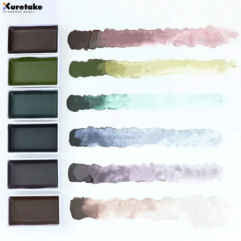 Watercolor Painting Set Japan Imported Kuretake Graphite Color Watercolor 6 Color Set Painting Material Matte Texture Pigment Artist's Art Supplies