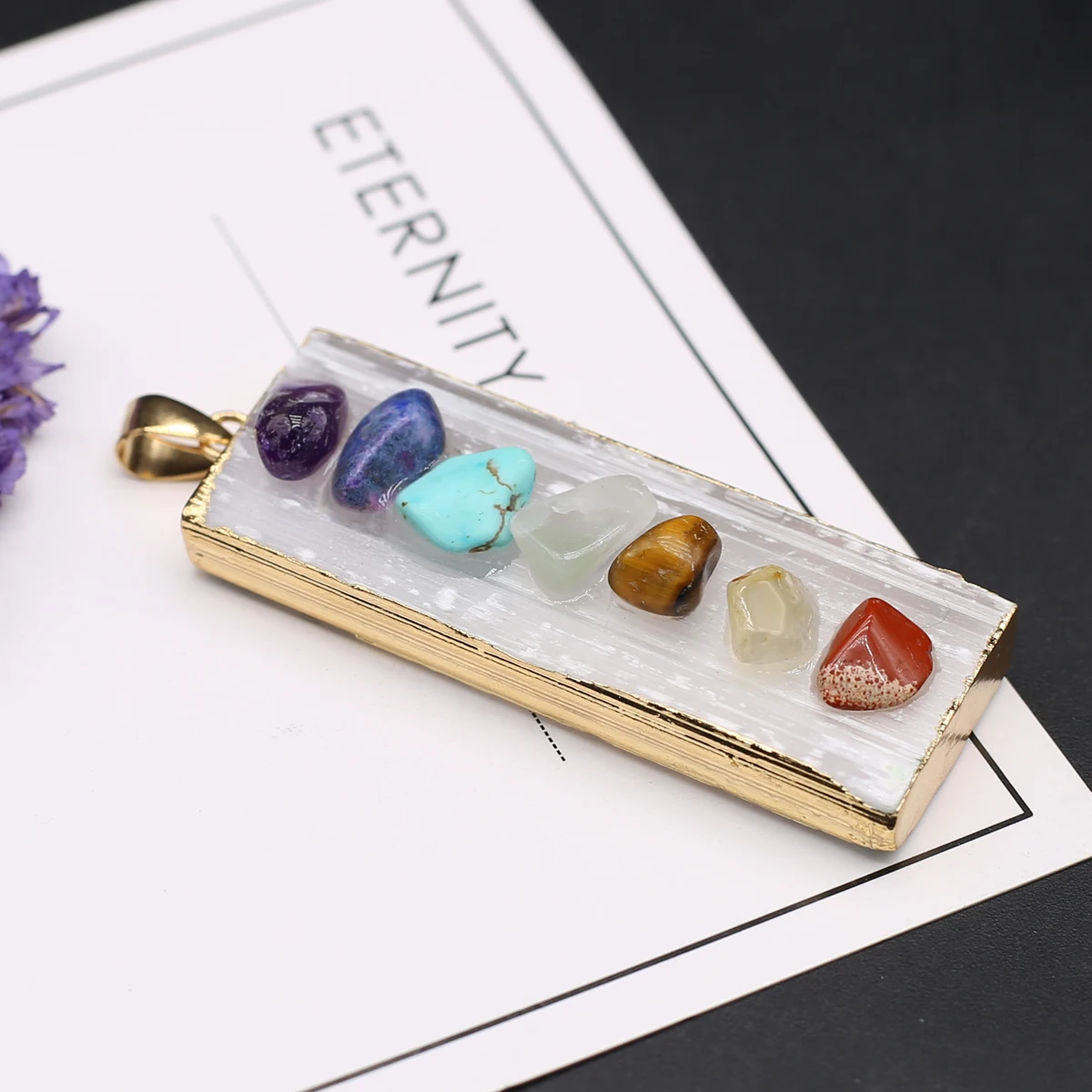 

Natural Stone White Rectangle Pendant Melon Seed Buckle Jewelry MakingDIY Necklace Earrings Accessories Charm Gift Party 20x57mm