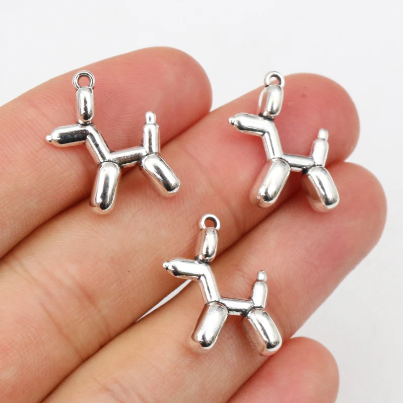 20pcs 19x19mm 골동품 실버 도금 3D 개 Chrams 금속 합금 펜던트 DIY 매력 DIY 쥬얼리 만들기 결과