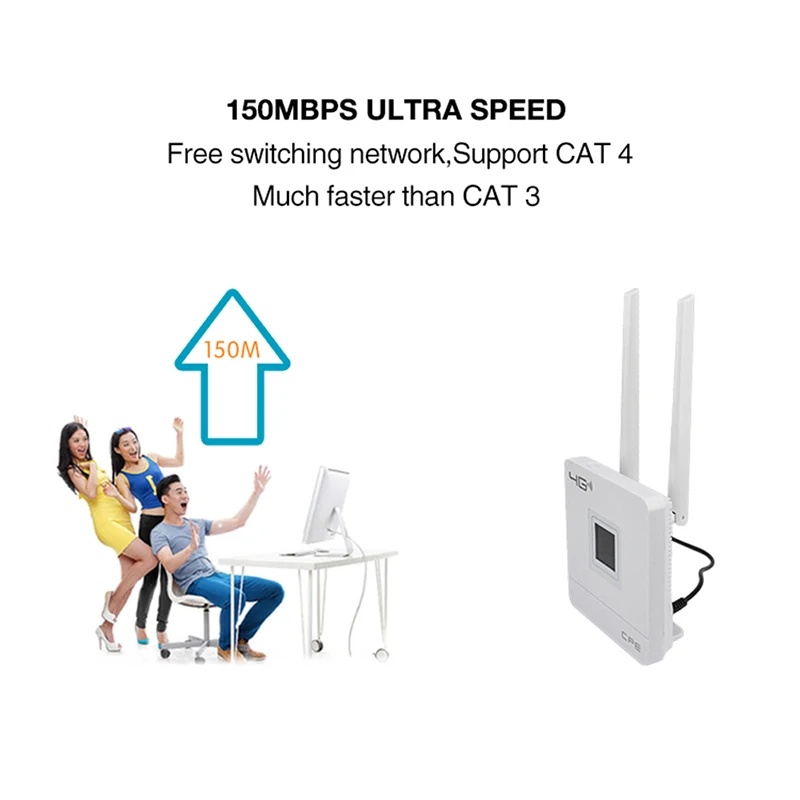 TIANJIE Wifi Router With Sim Card Unlimited Unlock Wireless 150Mbps LTE With External Antennas Through Wall 4G Modem For Any Sim images - 6