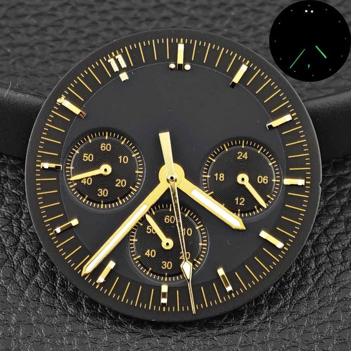 Vk63 chronograph dial 32.5mm green luminous watch and pointer suitable for Vk63