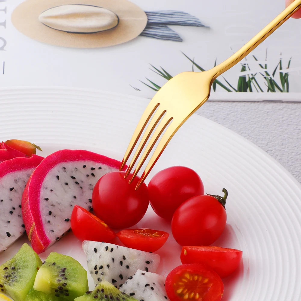 304 Stainless Steel Dinner Fork Dessert Salad Forks Long Handle Tableware Kitchen Restaurant Party Steak Fork