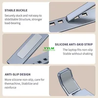 Support pour ordinateur portable en alliage d'aluminium haute performance, réglable, dissipateur de chaleur, portable et pliable 6