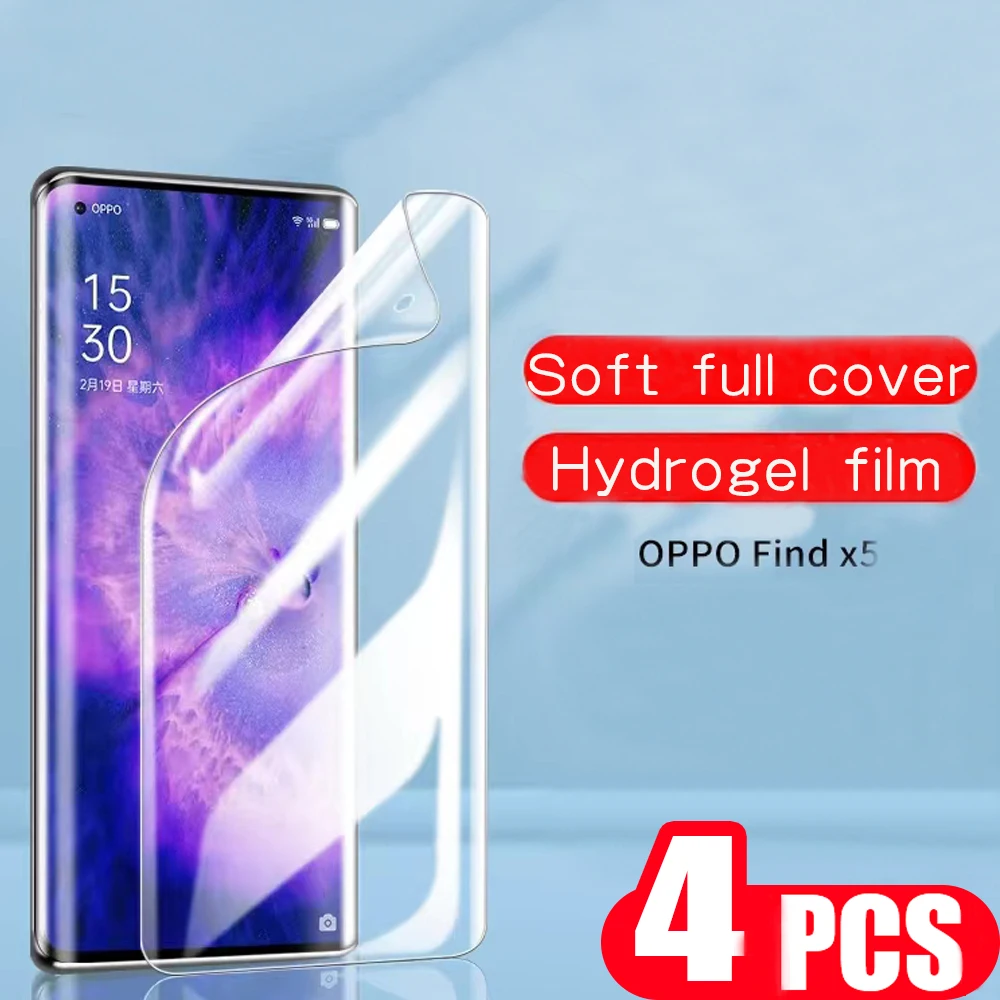 

4Pcs 9D Hydrogel film for OPPO Find X5 X6 pro X3 neo X2 lite X phone screen protector Not Glass soft full cover protective film