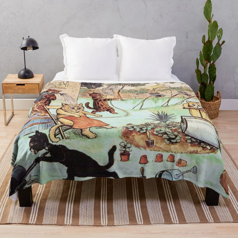 

cats the gardeners Throw Blanket Knitted Custom Blanket Weighted Blanket
