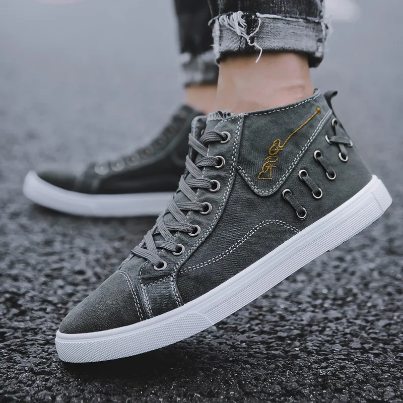 

Men Canvas Sneakers Lovers Comfortable Flats Casual Women White Black Walking Shoes Denim Style Vulcanized Shoes