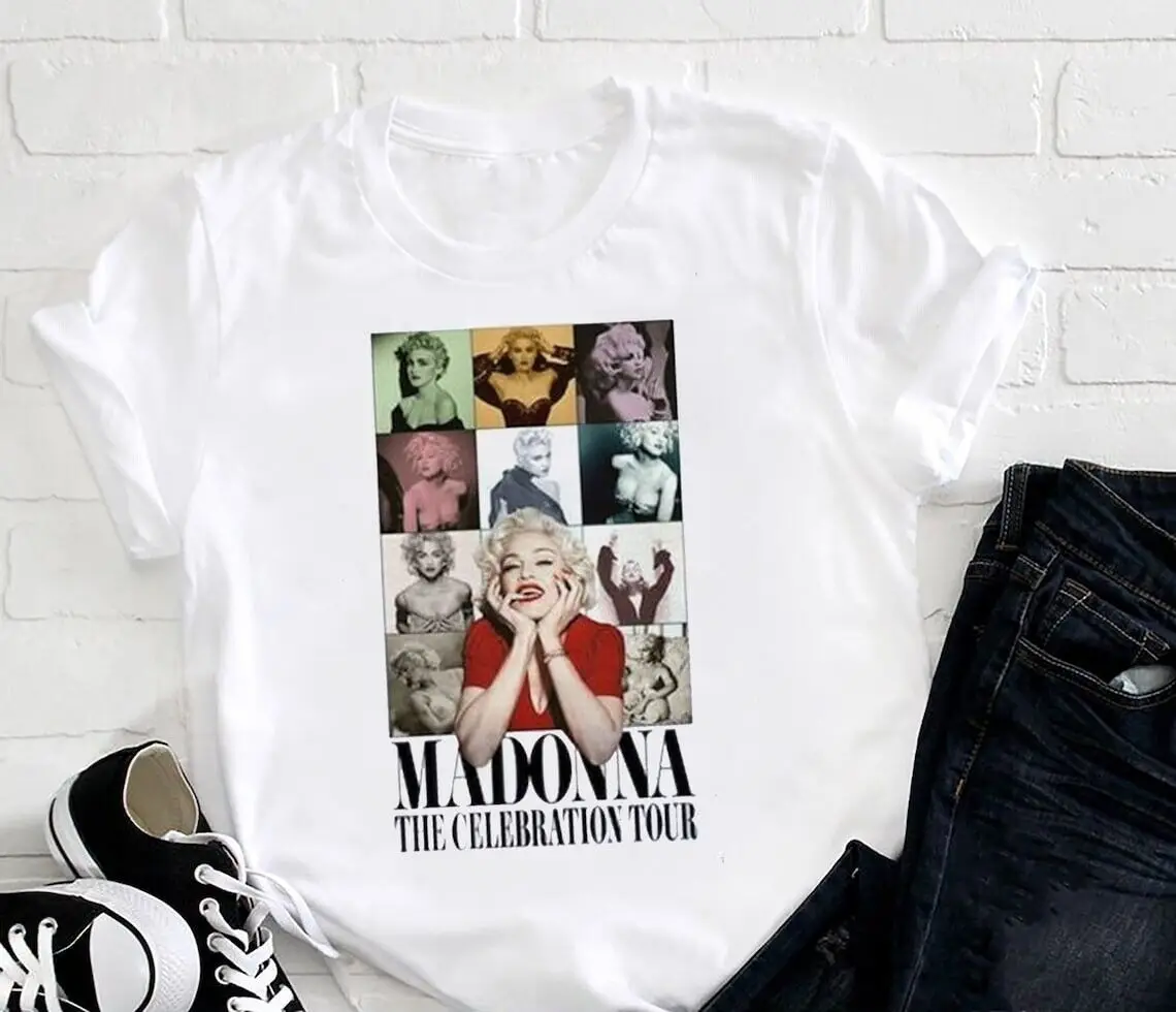 Anni '90 Vintage Madonna Queen 2024 Music Tour The Celebration T Shirt Fans Maniche Lunghe O Corte