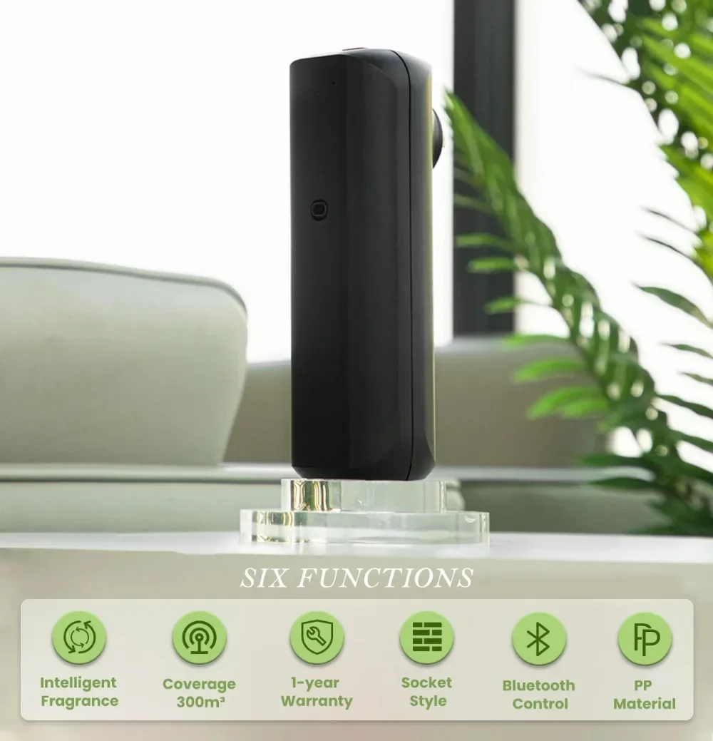 Diffusore di aromi portatile senza acqua Smart Waterless per oli essenziali, 300 m³, con spina per presa a muro, ideale per ambienti ampi, casa e ufficio._voghion.com