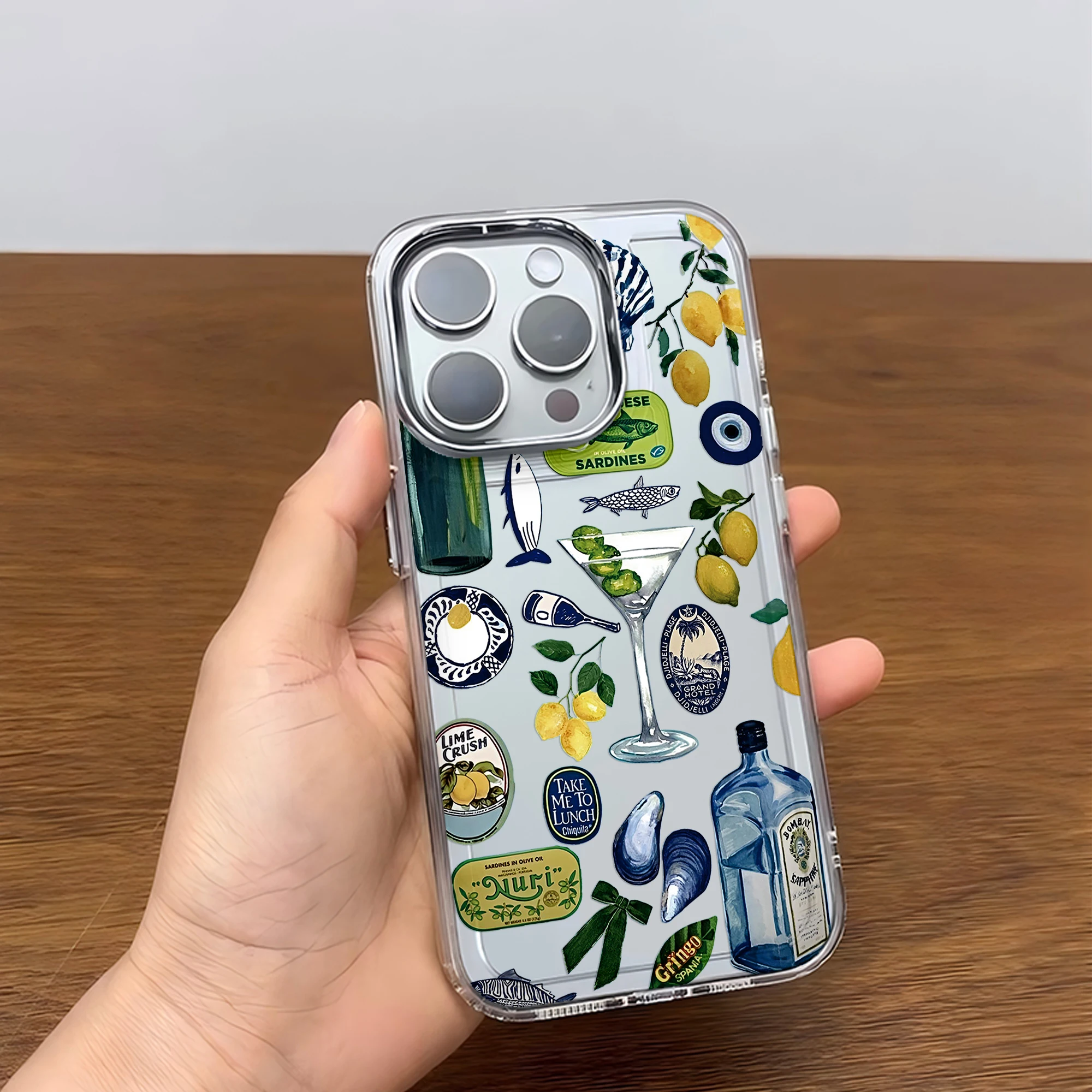 Luxury Seaside Wine Lemon Transparent Soft Silicone Phone Case