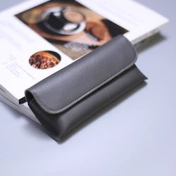 Handcrafted Genuine Leather Eyewear Pouch - Elegant Sunglasses & Glasses Storage Case (GRAY)