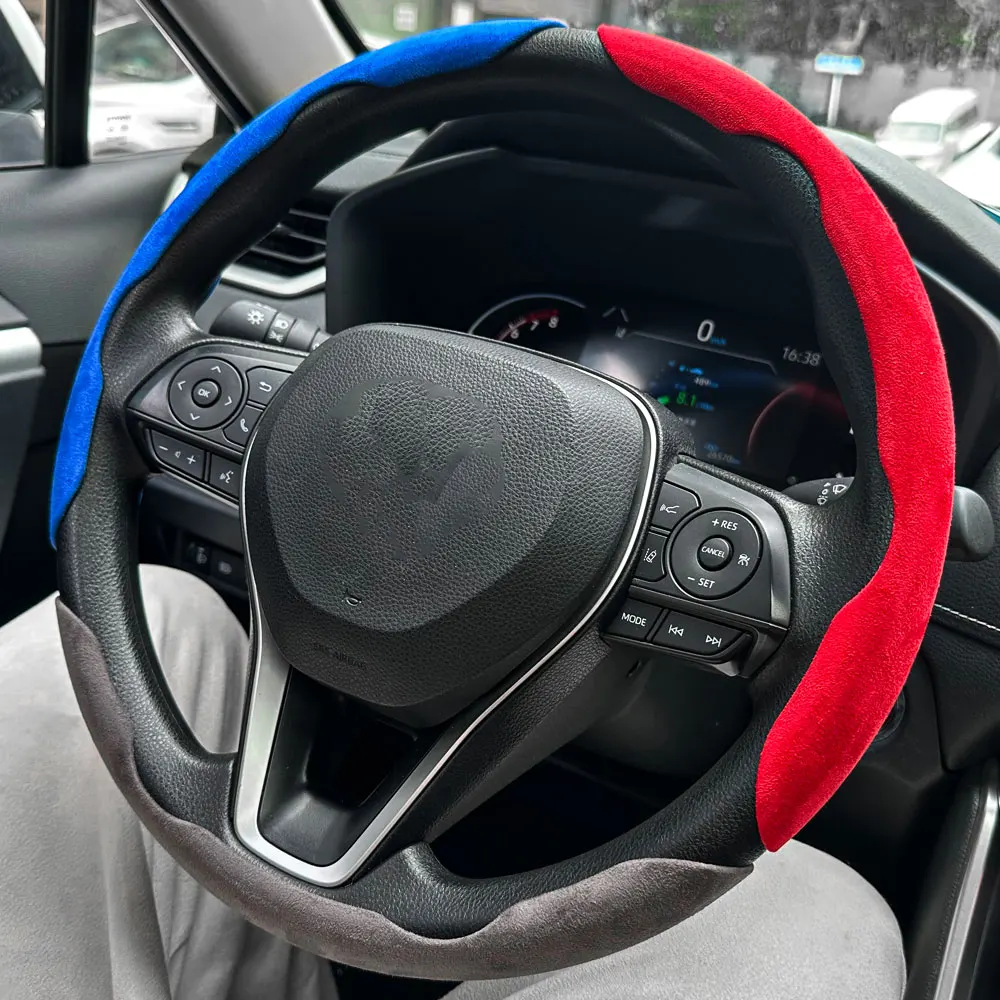 Steering Wheel Cover Suede Universal Car Steering Wheel Booster Cover Non-Slip Auto Interior Steer Protector Decoration Accessories Winter Keep warm