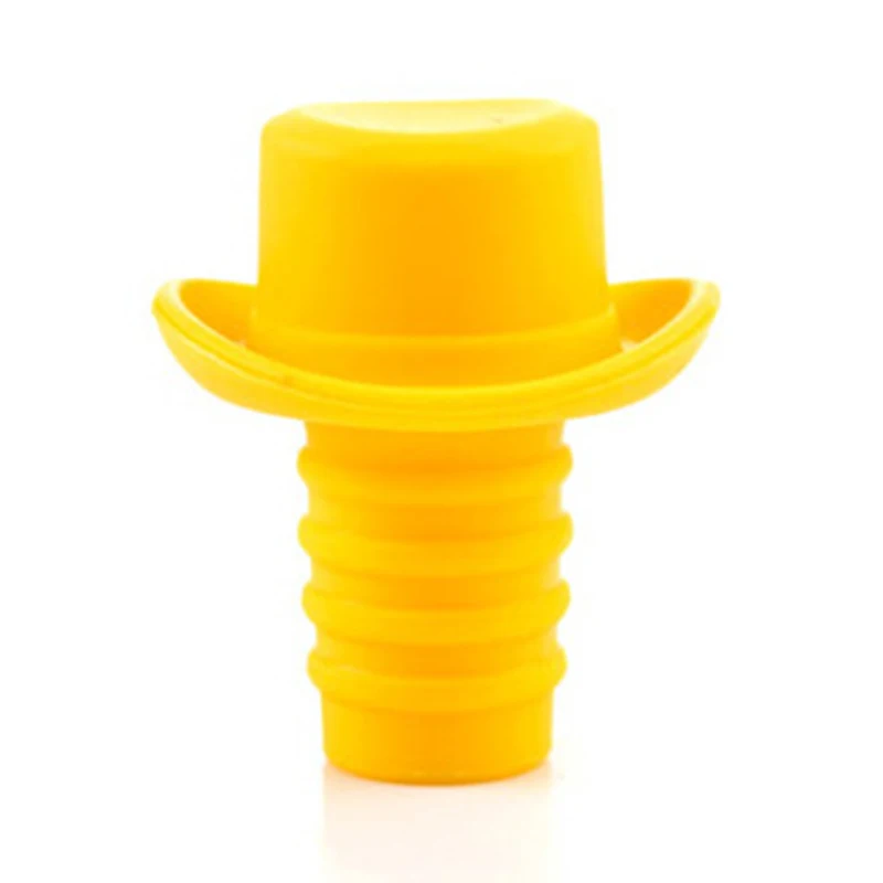 Silicone Bottle Stopper Wine Cork Wine Pourer Stopper Silicone Cap Cute Top Hat Preservation Gel Cork Strip