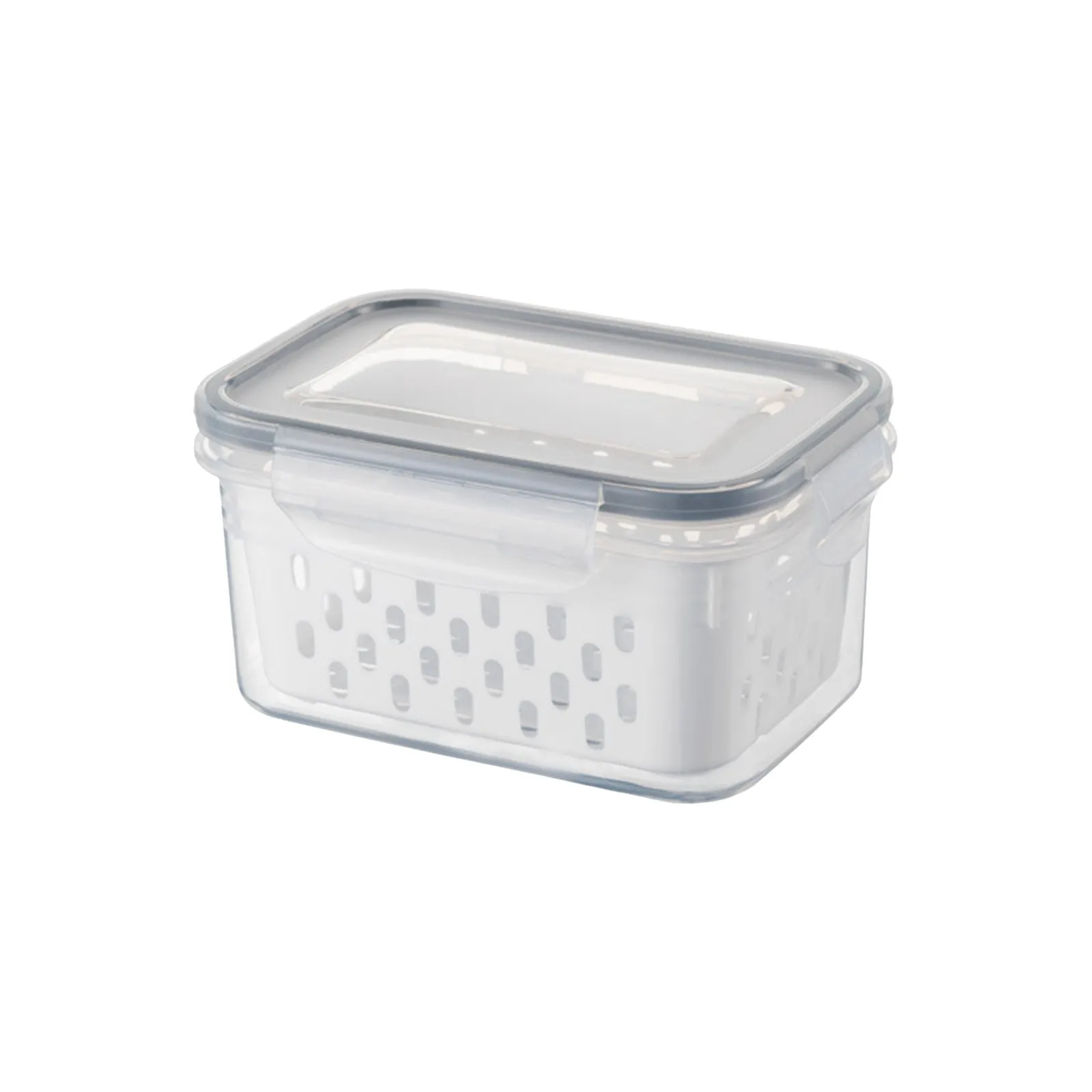 Caja de almacenamiento para refrigerador de 1 piezas, organizador de drenaje de cocina fresca, cesta de almacenamiento de verduras, cajas con tapa para frutas - Imagen 5