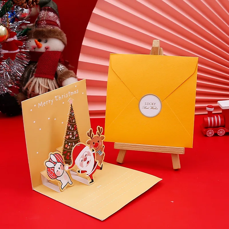 3D Pop Up Christmas Greeting Cards with Envelopes – Folding Message Cards Featuring San... - SKU PCGC0953 - UGI Packaging