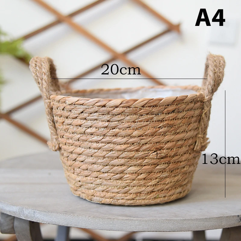 Cestas de almacenamiento tejidas a mano para sala estar, cesta de mimbre baja, venta al por cestas de cocina con asa, Cestas colgantes tejidas para sala de | - AliExpress