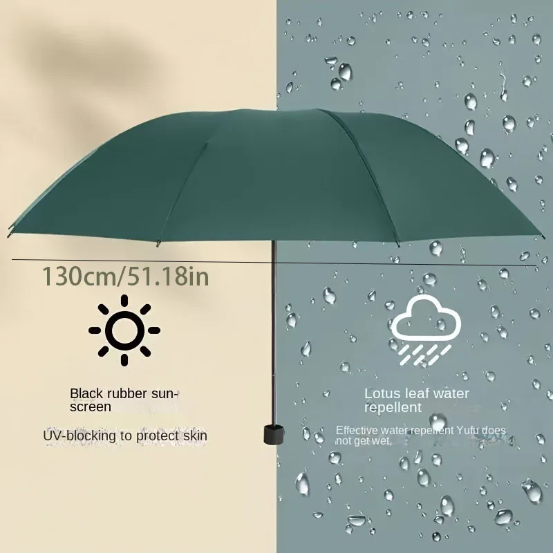 130cm Extra large triple fold rain and rain umbrella Effective protection Effective wind resistance UV resistance