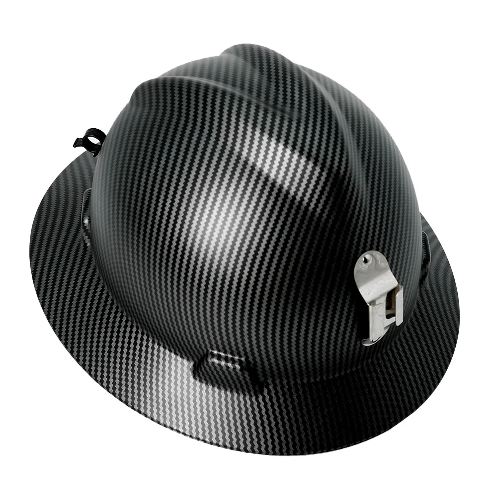 Safety Helmet Wide Full Brim Hard Hat Lightweight High Strength Work Cap Construction Railway Metallurgy Mine With Light Stand