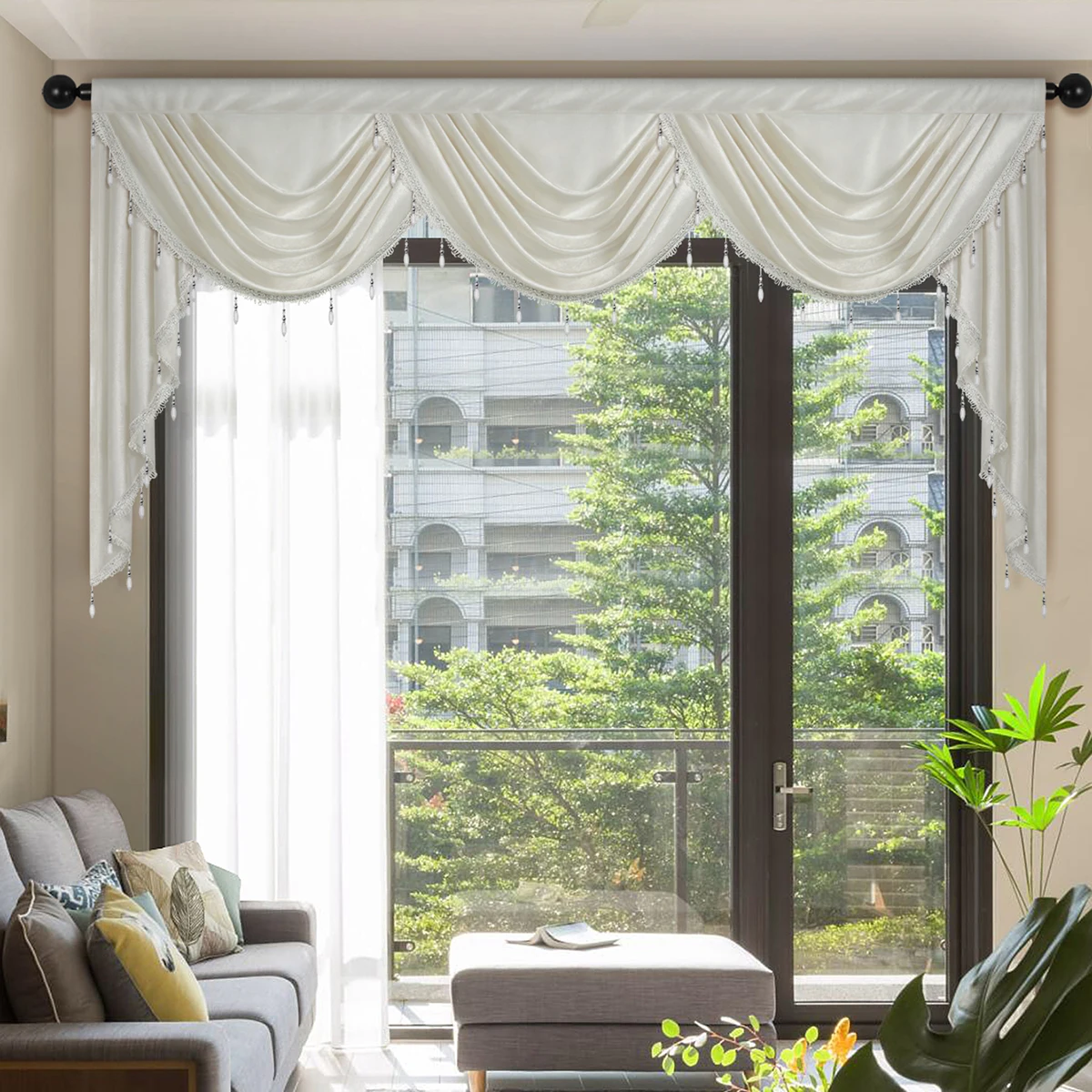 1pc European Style Waterfall Curtain Valance Rod Pocket Italy Velvet Fabric Valance Curtain Room