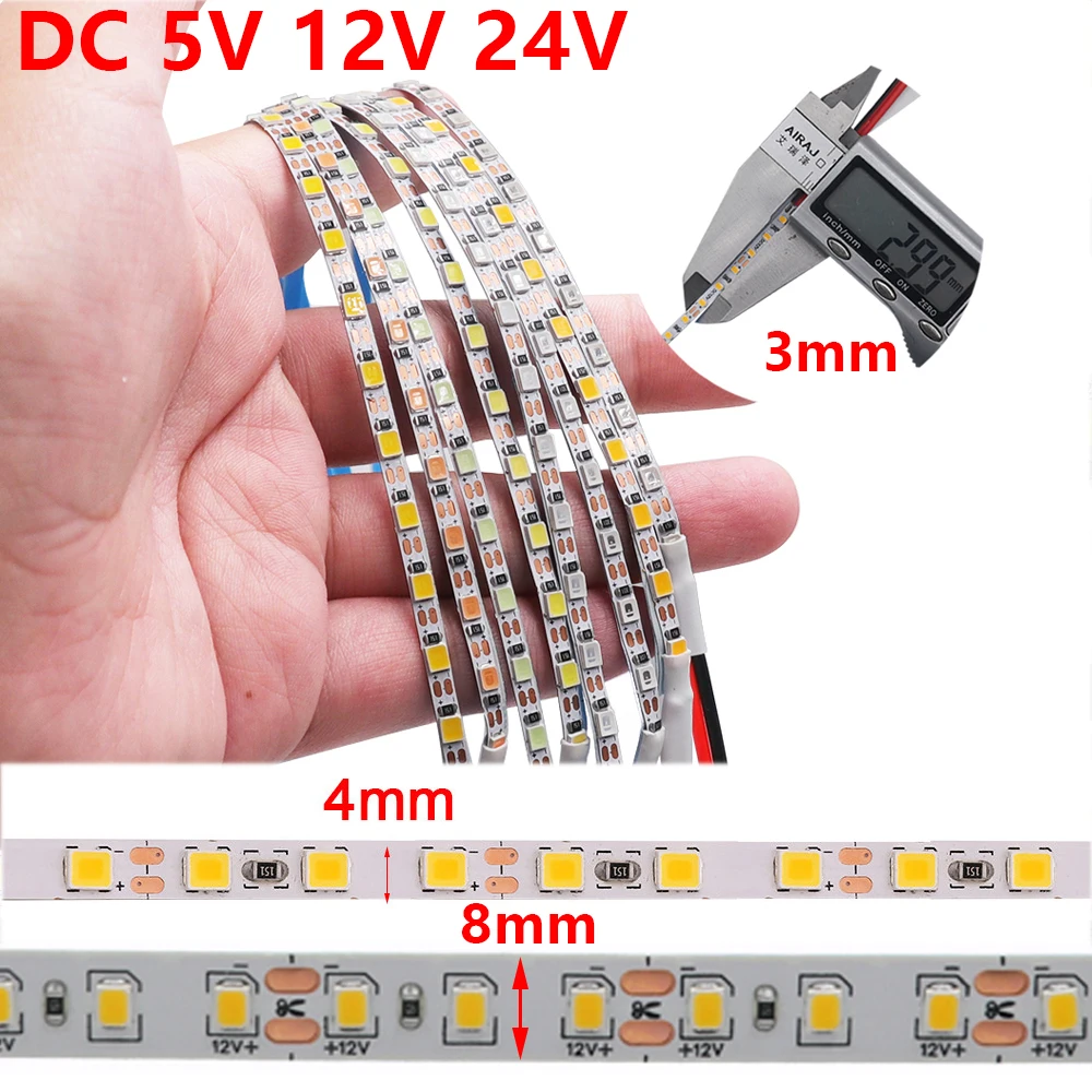 DC 5V 12V 24V Led Strip Light SMD 2835 120LEDs Flexible LED Tape Ribbon ...
