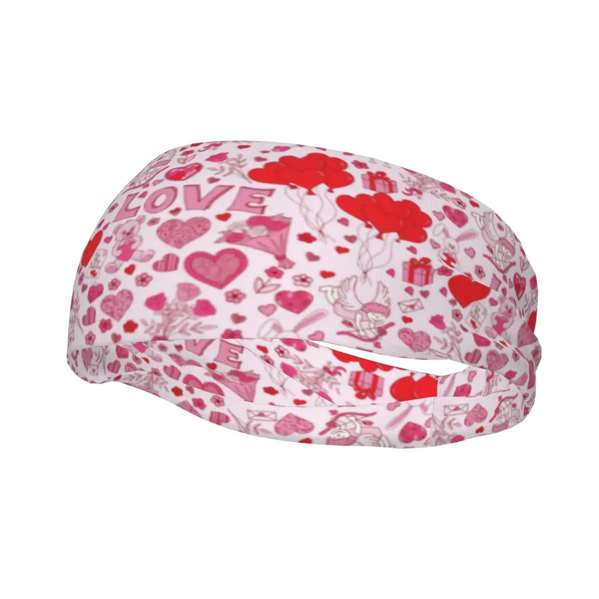

Pink Heart Valentines Day Headband Headscarf Hair band Workout Tennis Fitness Sweatband Sports Safety for Men