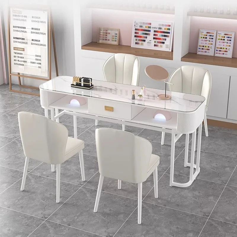 European Workstation Nail Desk Design Professionals Organiser Makeup Nail Desk Salon Luxury Tavolo Estetista Unghie Furniture