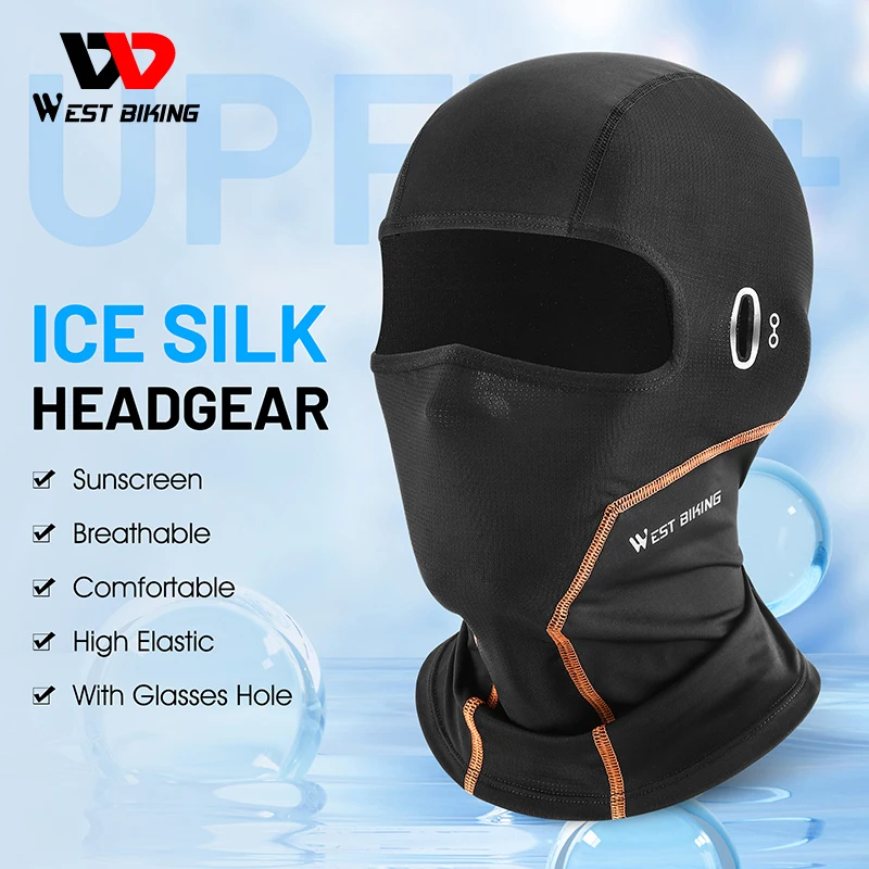 

WEST BIKING Sports Cycling Caps Ice Silk Summer Balaclava UV Protection Breathable Hood Bike Hat Cool Mask Bicycle Accessories