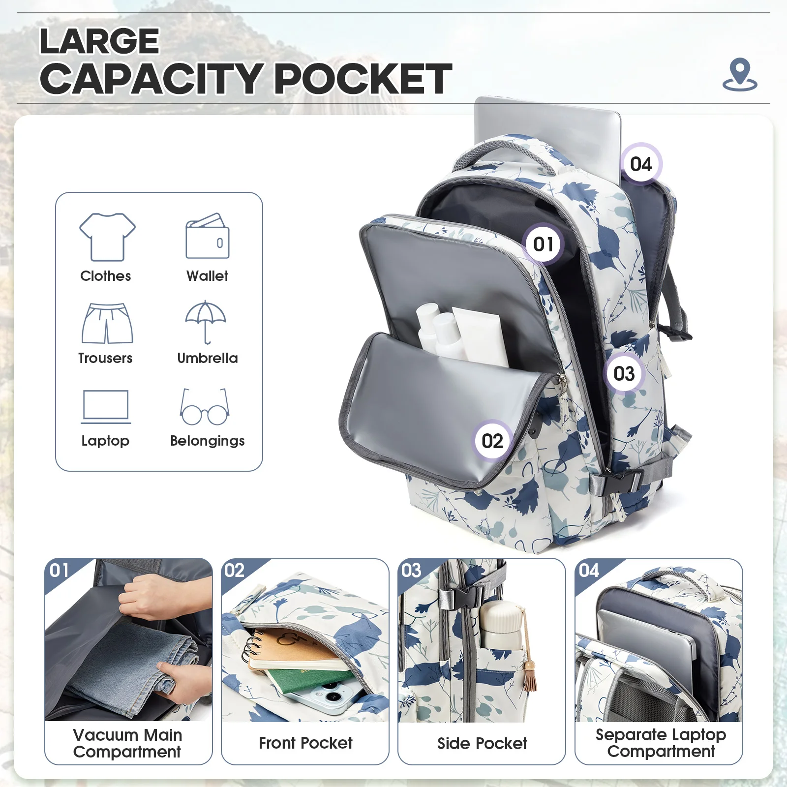 Travel Vacuum Storage Backpack With Pump, Vacuum Compression Travel Backpack Space Saver for Clothing, Carry on Laptop Backpacks