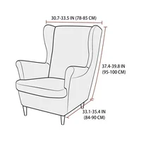 Soft Velvet Wing Chair Cover Stretch Elastic Wingback Sofa Covers Soild Color Armchair Slipcovers with Seat Cushion Slipcover 2