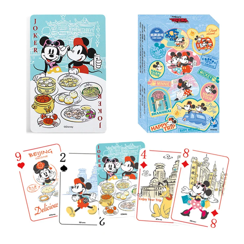 

54pcs Disney Mickey Frozen Elsa Playing Card Poker Friends Party Classical Board Game Anime Collection relaxation Cards Toy Gift