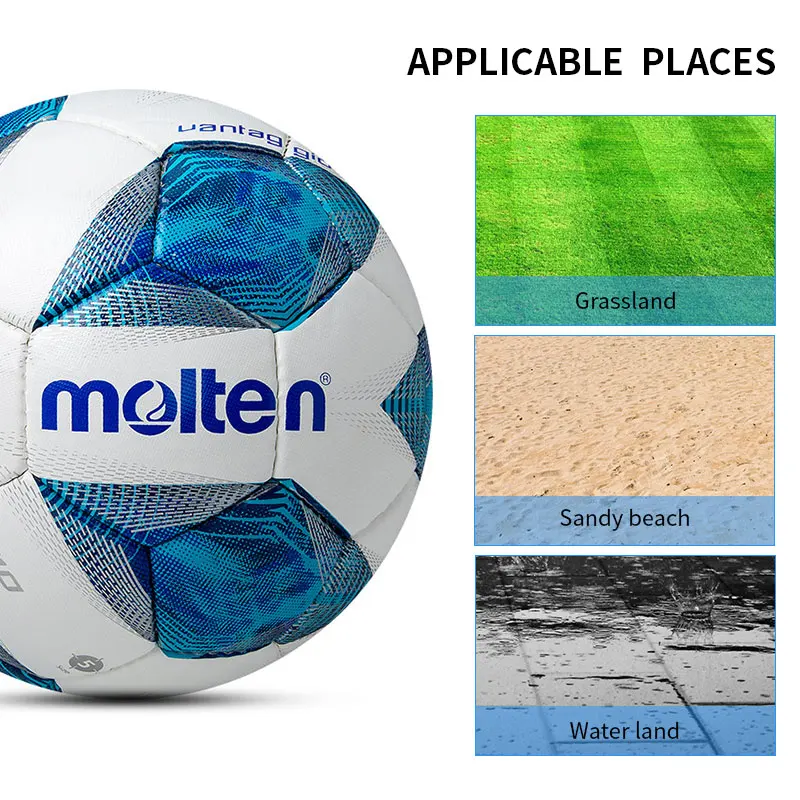 Molten Soccer Balls Hand-stitched PVC Material Original Size 5/4 Football Wear-resistant Outdoor Training Competition Match Ball