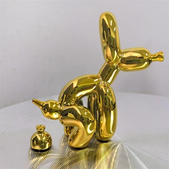 Mignon ballon chien chiot merde Statue résine Animal Sculpture décor à la maison résine artisanat décor de bureau 1