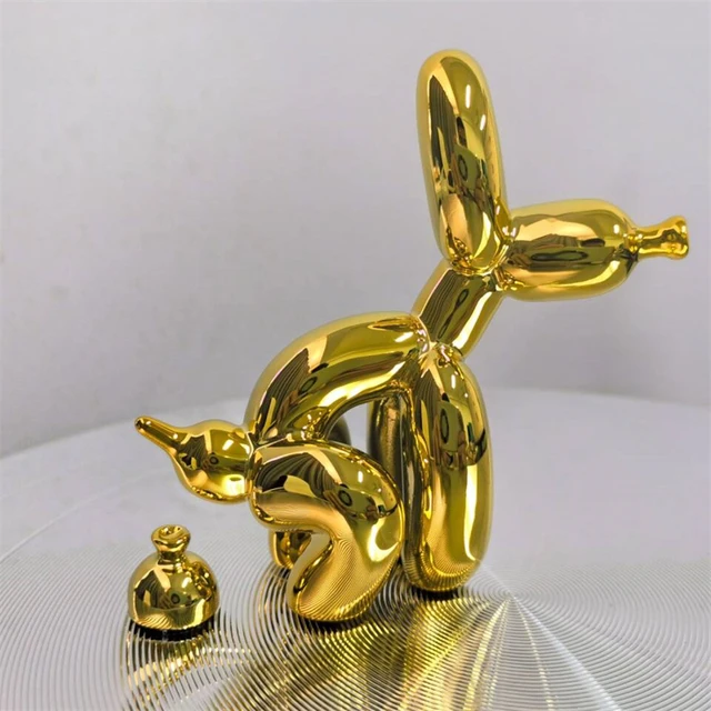 Mignon ballon chien chiot merde Statue résine Animal Sculpture décor à la maison résine artisanat décor de bureau 1