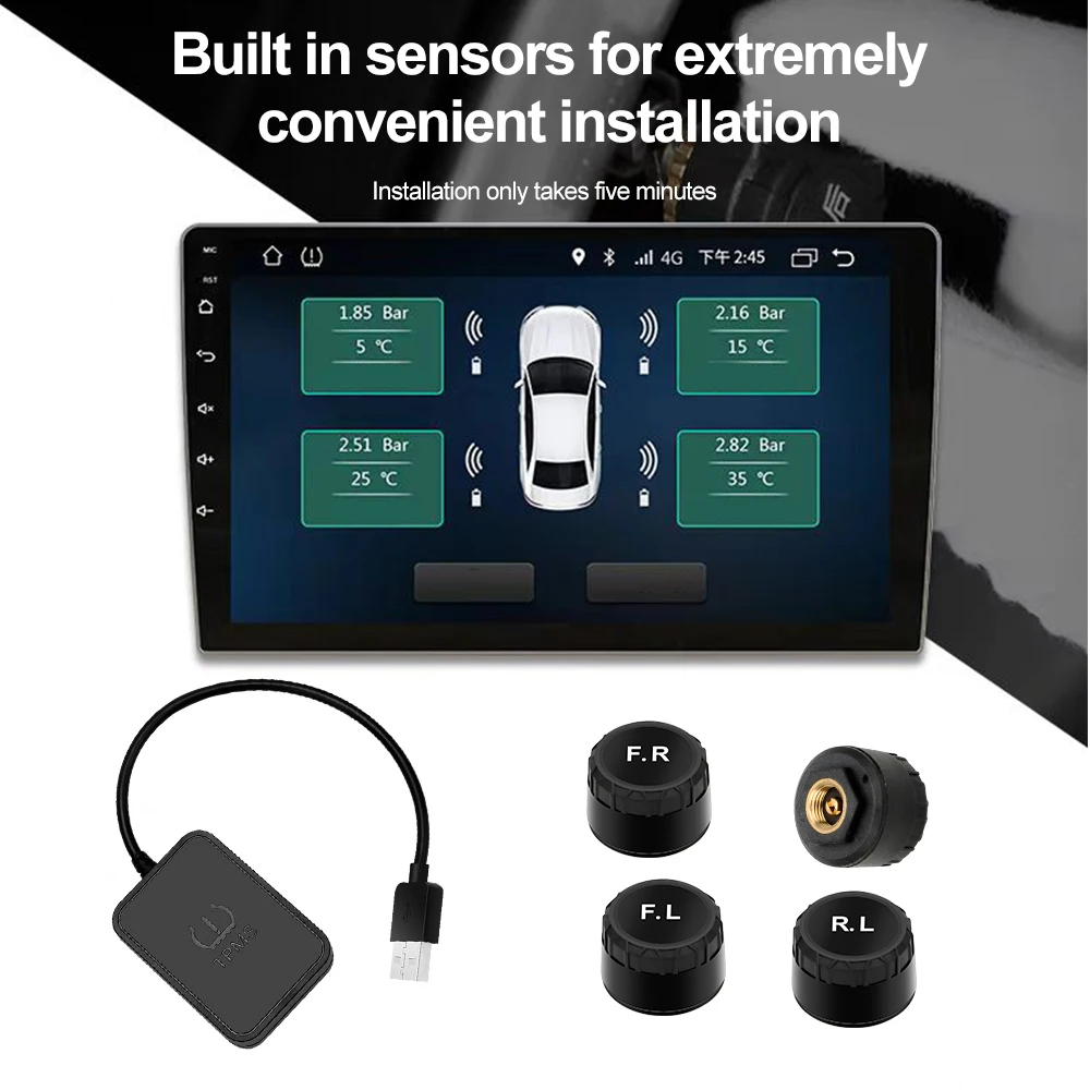 USB Android TPMS Tire Pressure Monitoring Alarm System Exchange The Tire Position Freely Wireless External Sensors Motorcycle Tire Pressure Monitor Car Tire Pressure Monitor Car Tire Pressure Sensor