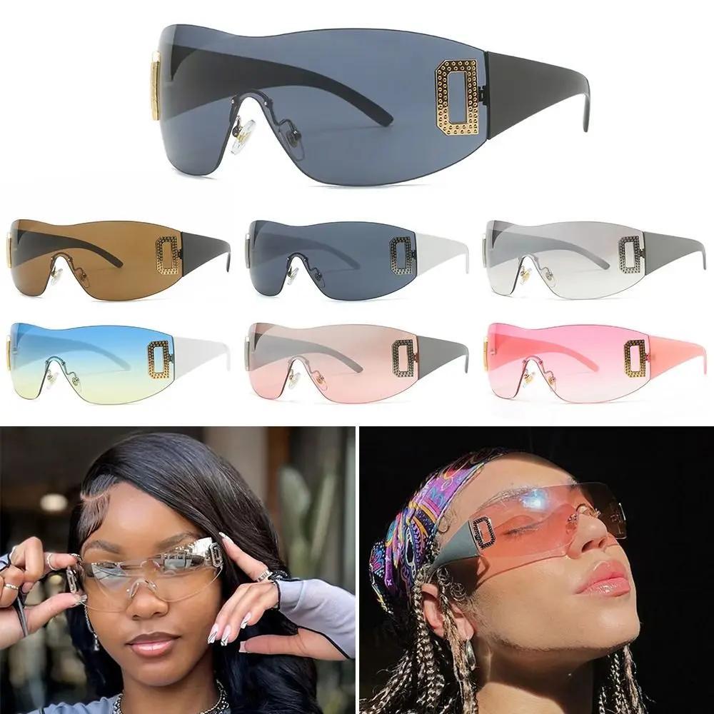 

UV400 Frameless Eyewear Sun Glasses Shades Wrap Around Y2K Sunglasses for Women Sport Sunglasses Punk