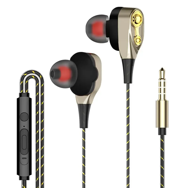 Explosive Double Moving Coil Headphones In Ear Subwoofer Cross Border Wire Controlled Fever Hifi Headphones With Shocking Sound 6