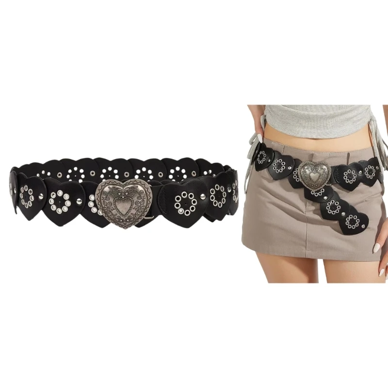 

B36D Subcultures Belt Girl 2000s Rivet Studded Belt for Jeans Shorts Women Waist Decors
