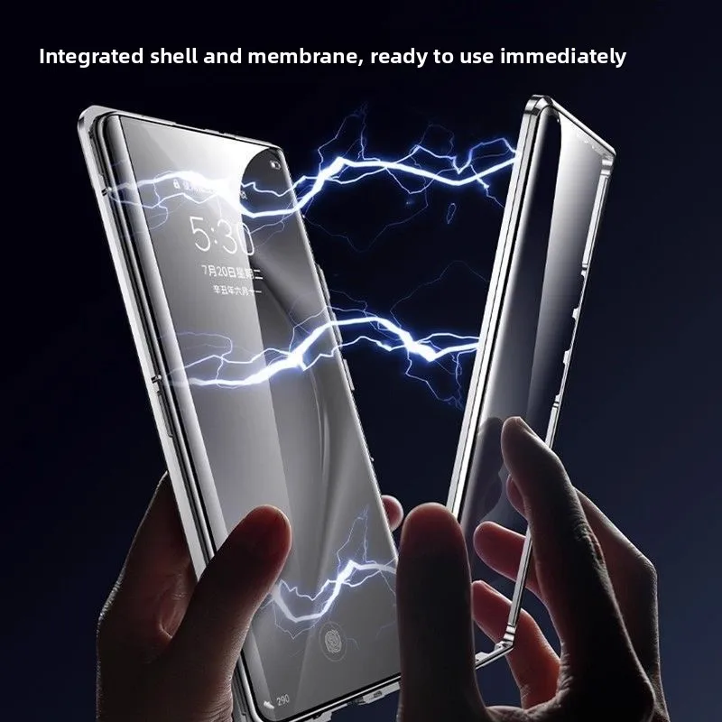 Luxury Double-Sided Tempered Glass Leather Cover with Shockproof Bumper