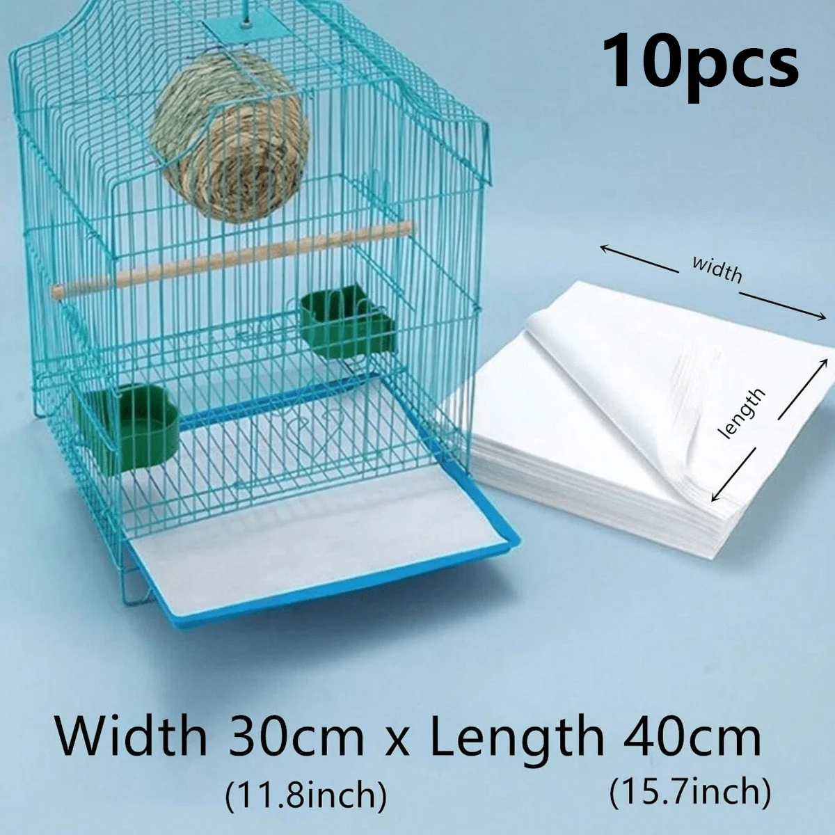 10-Pack Disposable Bird Cage Liner Papers, Absorbent Non-Woven Polyester Fiber Parrot Cage Mat, Easy Clean-Up for Bird Cages, Su 2