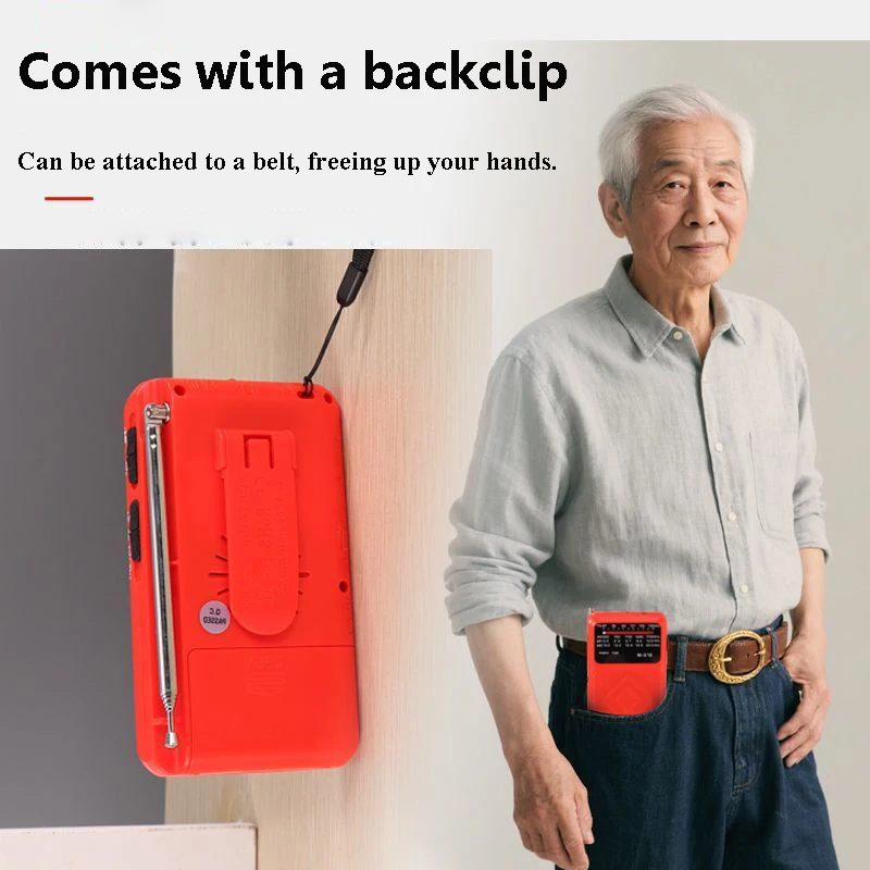 Mini Pocket DSP Radio HIgh Sensitivity FM AM SW Radios Receiver with LED Flashlight Loudspeaker 3.5mm Headphones Jack Rechargabl