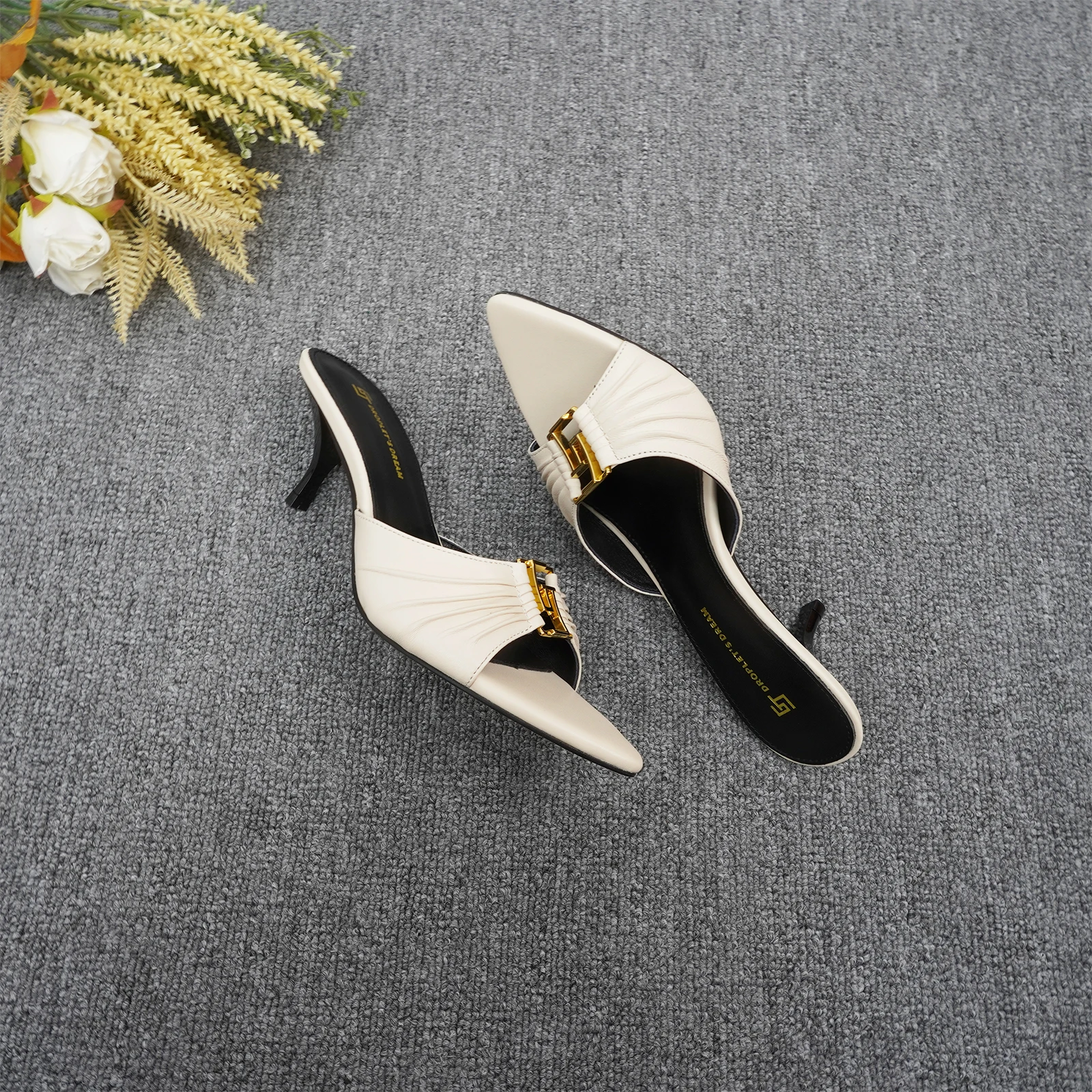 Novo Shoes Half Black Half White Heels 2024 Women's Summer