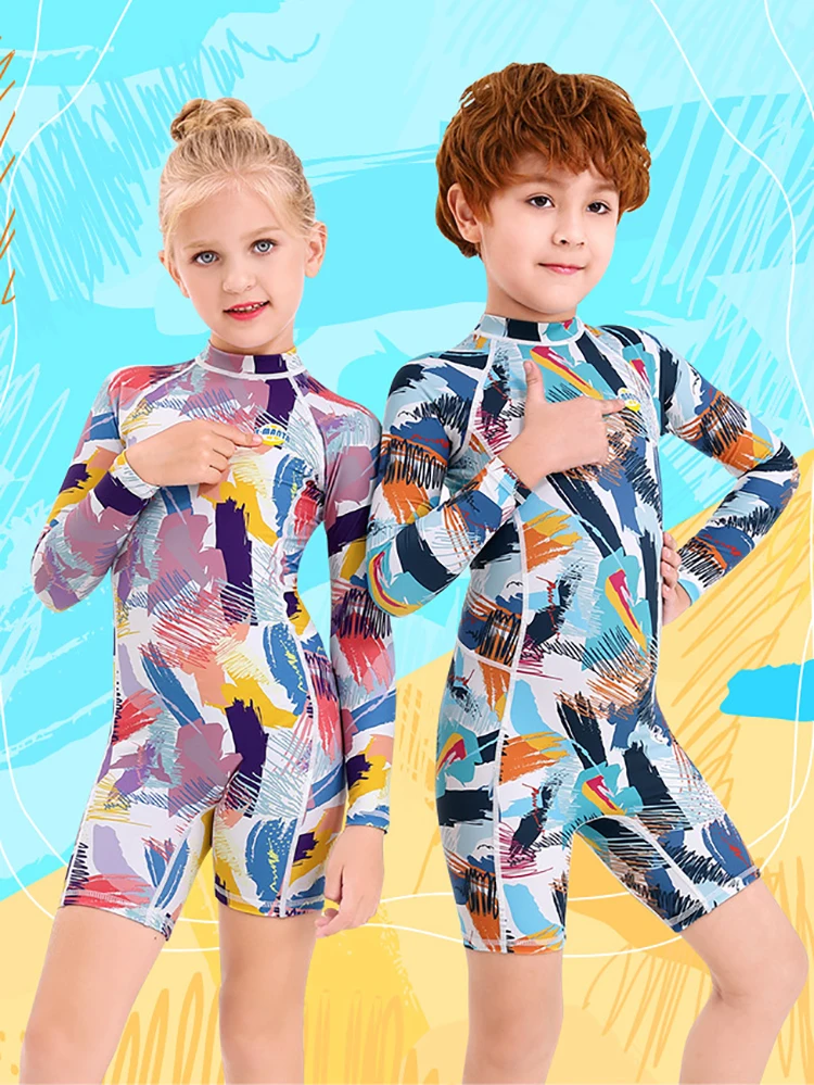 One Piece Swimsuits Boys Girls Swimwear Kids Bathing Suit Cartoon Quick Drying Swimming Clothes Baby One Piece Swimsuit