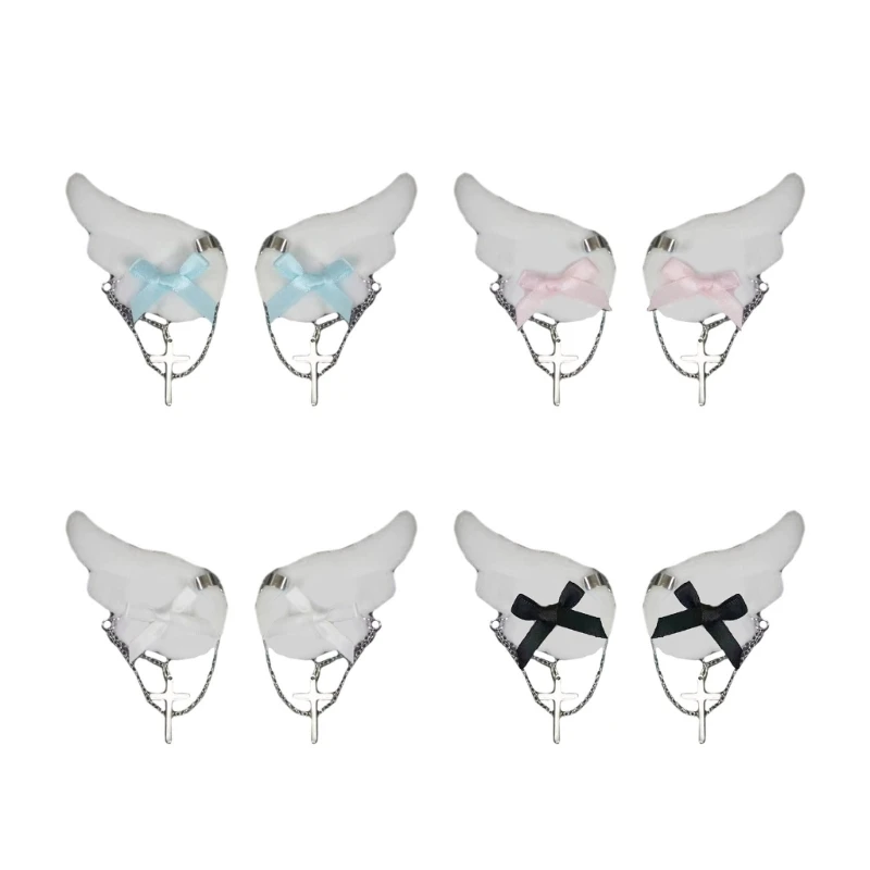 

Y2K Hair Clip Set for Girl Harajuku Hairclip Subculture Hair Barrettes Bowknot Wing Side Clip Teens Accessories Dropship