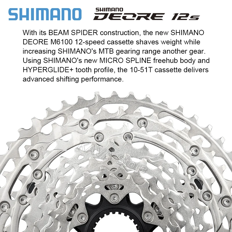 Shimano SLX XT Deore M8100 M7100 M6100 12 Speed Cassette Micro Spline K7 12V Sprocket 10-51T MTB Freewheel 12S Bicycle Ratchet bicycle cassette,bicycle sprocket gear,bicycle parts,bike freewheel
