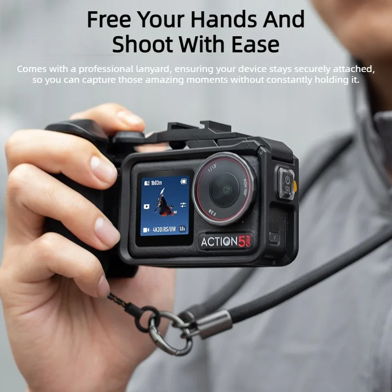 DJI Action5Pro/4/3 PC 프레임 보호 케이스 스트리트 사진 촬영 그립 확장 어댑터 낙하 방지 퀵 릴리스 래빗 케이지