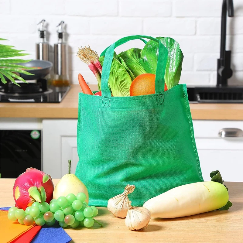 50 Pieces Non Woven Reusable Bags Multi Color Tote Gift Bags Colored Blank Tote Bags Bulk Fabric Grocery Bags Durable 2