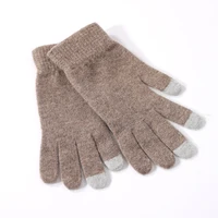 100% Real Wool Knitted Gloves Touchscreen Finger Men Women Autumn Winter Thick Cable Warm Wrist Length Classic Female Mitten