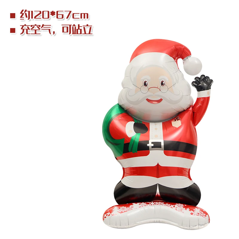 (1 pieza) Accesorios de decoración para fiestas navideñas, accesorios para fotos, juguetes, globo grande 4D de pie con forma de reno de Papá Noel, árbol de Navidad, dibujos animados, globo de película