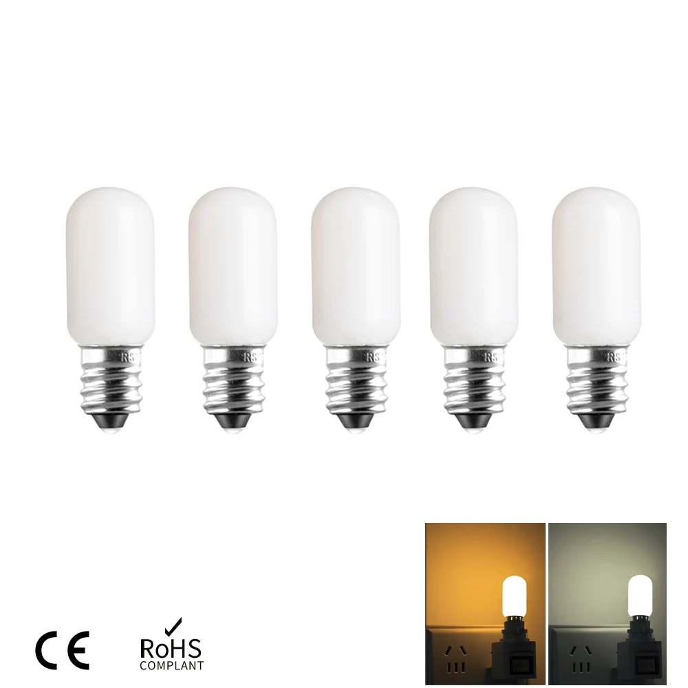 Mini Lampadine Per Frigorifero T20 T22 Vetro Lattiginoso E12 220V 1W Bianco Caldo 2700K Bianco Freddo 6000K Frigorifero Lampada A Led Sostituire Aloge