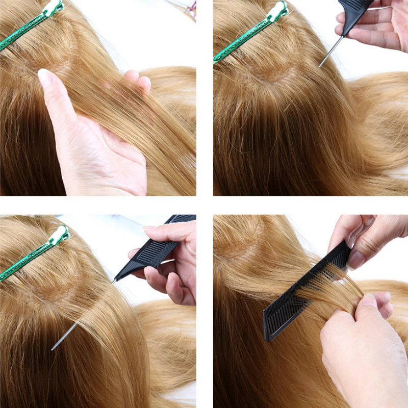 프로 뾰족한 꼬리 미용실 헤어 스타일링, 정전기 방지 빗, 헤어 브러시, 스틸 바늘 핀, 쥐 꼬리 빗, 이발 도구, 10 개