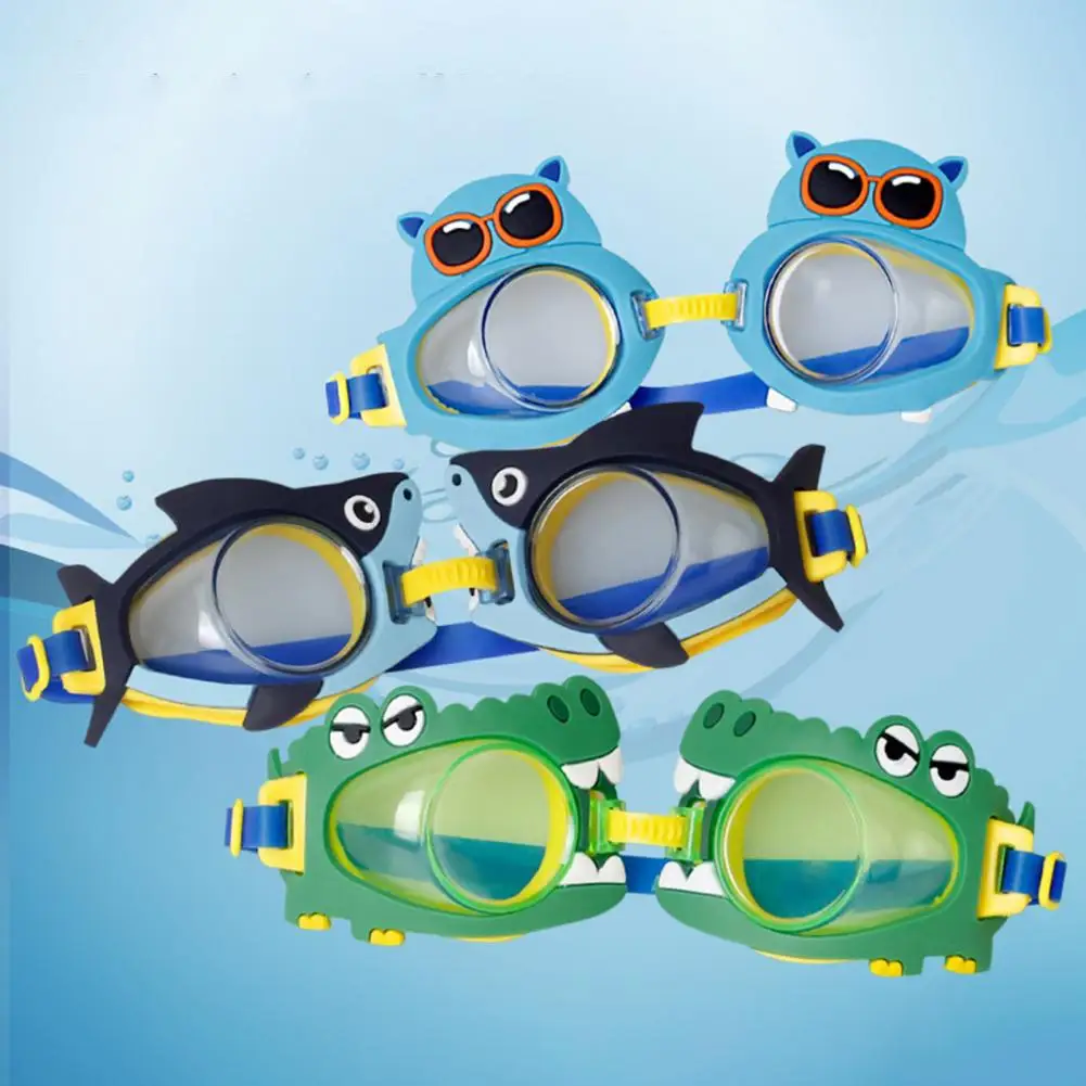 Kids Swim Goggles Adjustable Strap Transparent Lens Waterproof Animal Shape Diverse Styles Anti-frog ABS Cartoon Design Swimming
